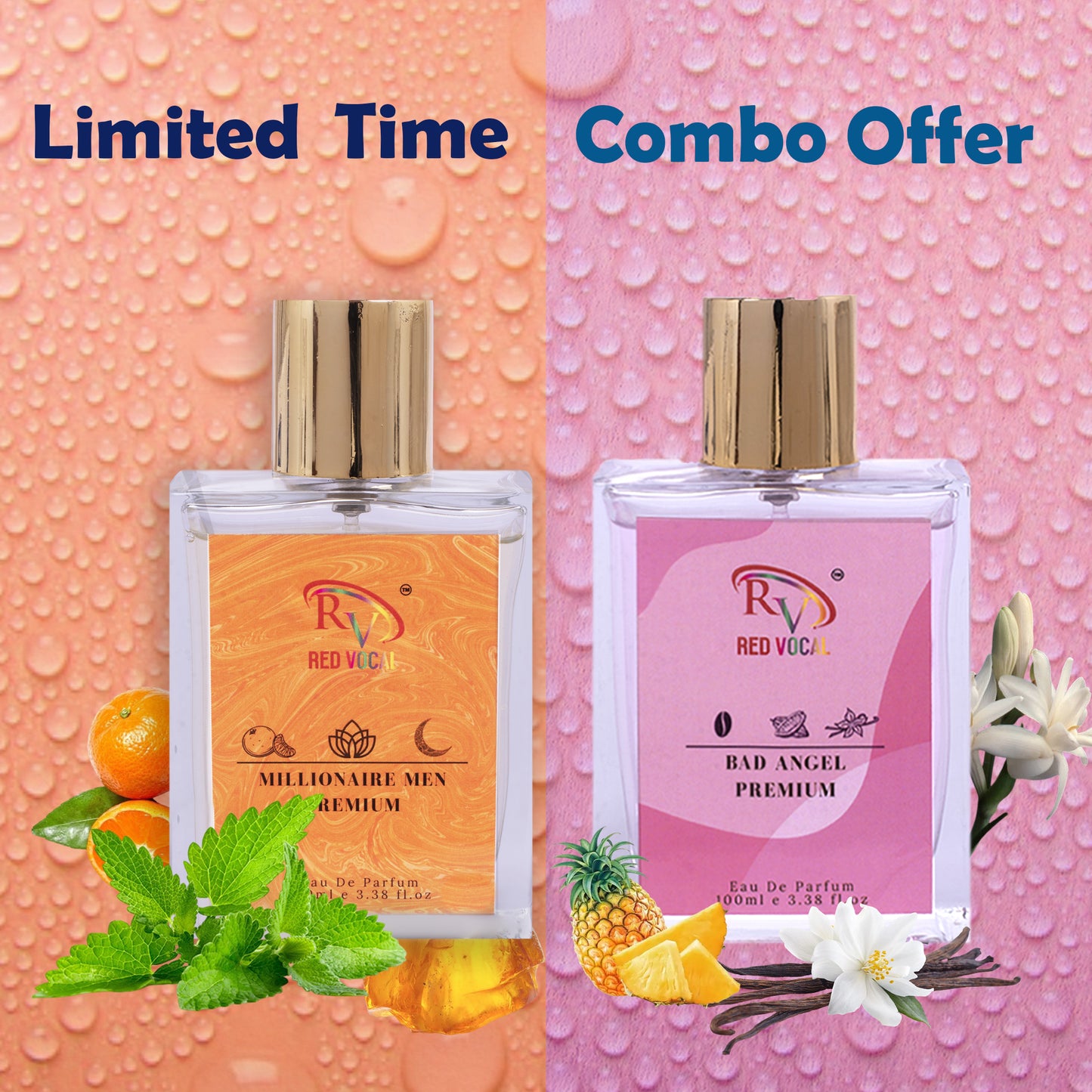 Red Vocal Bad Angel Premium (Women) with Millionaire Men Premium (Men) 100ml Perfume Spray combo