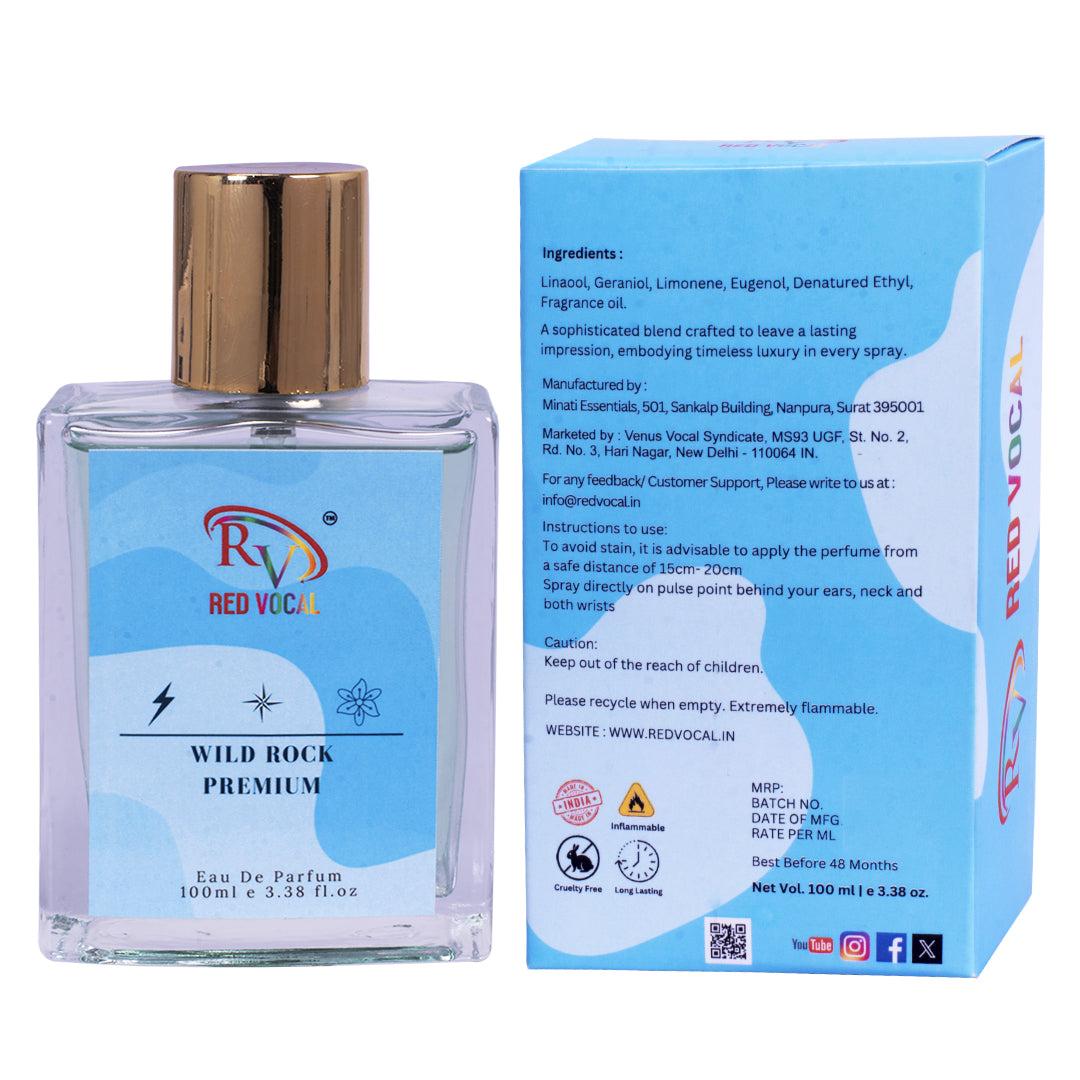 Red Vocal Wild Rock Eau De Parfum 100ml – Fresh & Spicy Men’s Perfume Inspired by Dior Sauvage