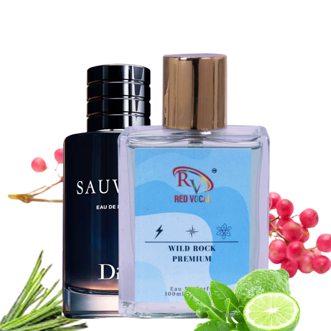 Red Vocal Wild Rock Eau De Parfum 100ml – Fresh & Spicy Men’s Perfume Inspired by Dior Sauvage