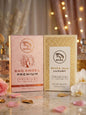 Two perfume boxes from Red Vocal with decorative patterns and text on a soft background. Red Vocal Bad Angel For Women & White Oud Luxury Premium Perfume Set for Unisex | Long-Lasting Eau De Toilette | Women & Unisex | 2 × 100ml Combo