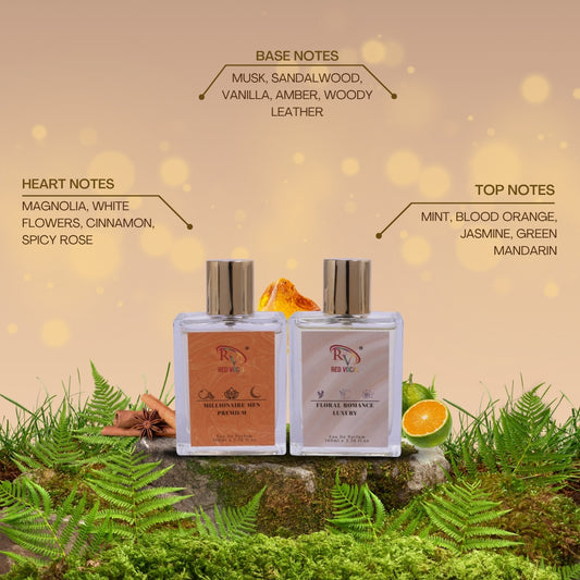 Red Vocal Millionaire Men Premium (Men) with Floral Romance Luxury (Women) 100ml Perfume Spray