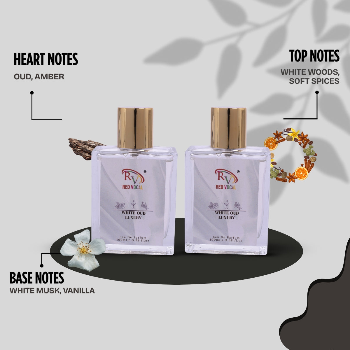 Red Vocal White Oud Perfume Spray 100mlx2 | Buy combo Perfume | Long Lasting Unisex Luxury Fragrance