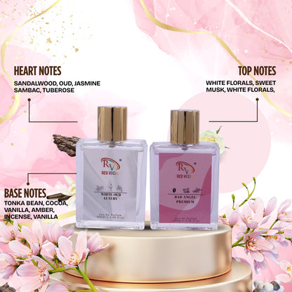 Red Vocal White Oud Luxury (Unisex) with Bad Angel Premium (Women) Eau de Parfum Combo – 2 x 100ml