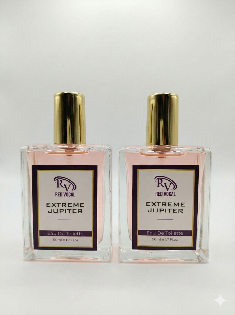 Two bottles of Red Vocal Extreme Jupiter Eau De Toilette on a light gray background Red Vocal Extreme Jupiter Premium Perfume Eau De Toilette 50ml – Long Lasting Women's Fragrance Set of 2