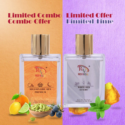 Red Vocal Millionaire Men Premium (Men) with White Oud Luxury (Unisex) 100ml Perfume Spray