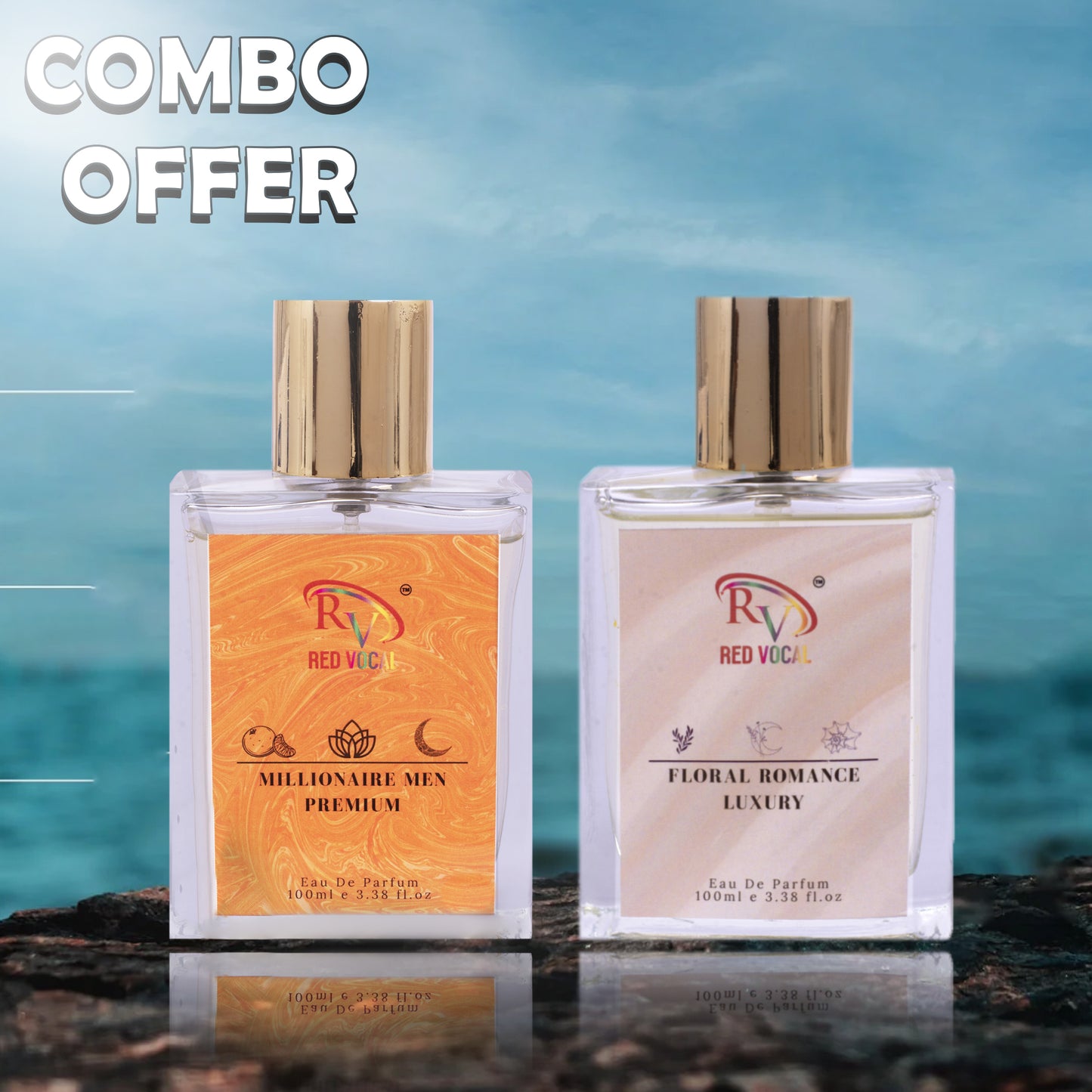 Red Vocal Millionaire Men Premium (Men) with Floral Romance Luxury (Women) 100ml Perfume Spray