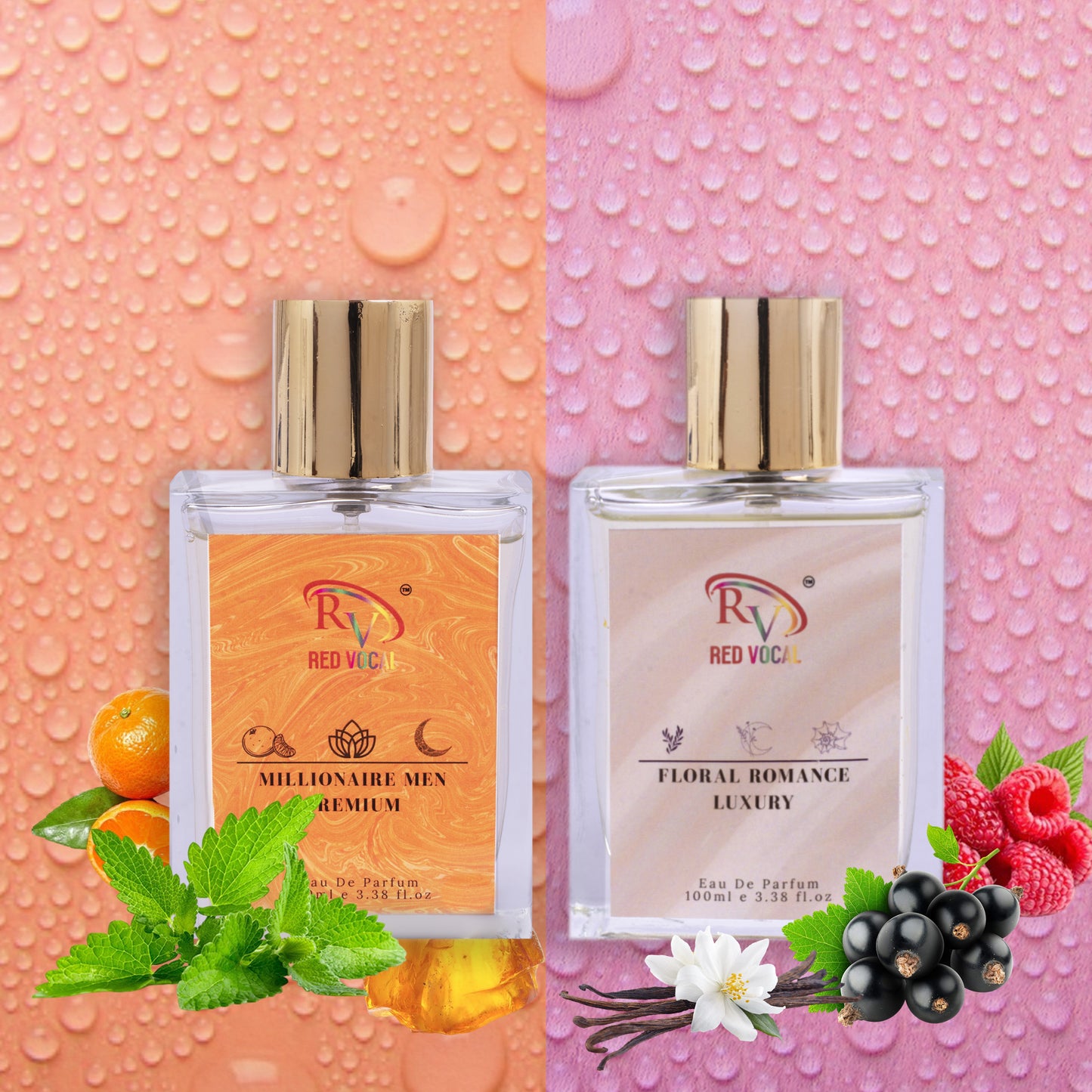 Red Vocal Millionaire Men Premium (Men) with Floral Romance Luxury (Women) 100ml Perfume Spray
