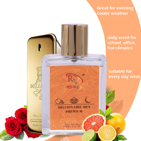Red Vocal Millionaire Men Eau De Parfum 100ml – Bold Masculine Fragrance Inspired by 1 Million