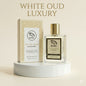 White Oud Luxury perfume bottle and packaging on a beige background Red Vocal White Oud Luxury Premium Perfume Eau De Toilette – Unisex 100ml Bold & Long-Lasting Fragrance