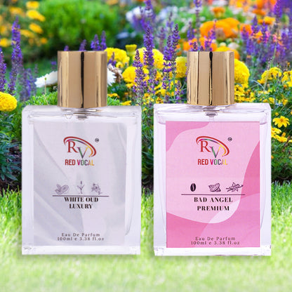 Red Vocal White Oud Luxury (Unisex) with Bad Angel Premium (Women) Eau de Parfum Combo – 2 x 100ml