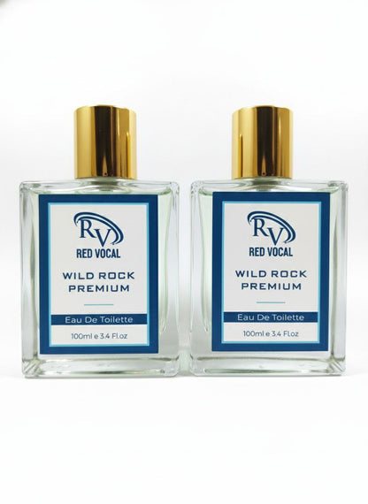 Two bottles of Red Vocal Wild Rock Premium Eau De Toilette on a white background Red Vocal Wild Rock Premium Perfume Eau De Toilette for Men – 100ml Bold, Fresh & Long-Lasting Set of 2 Fragrance