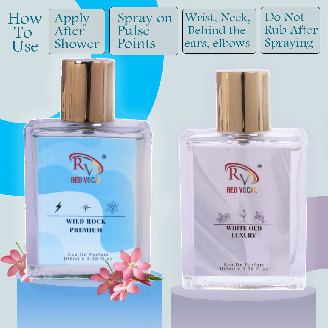 Red Vocal Wild Rock Premium (Men) With White Oud (Unisex) Eau de Parfum Spray Combo – 2 x 100ml | Long Lasting Fragrance