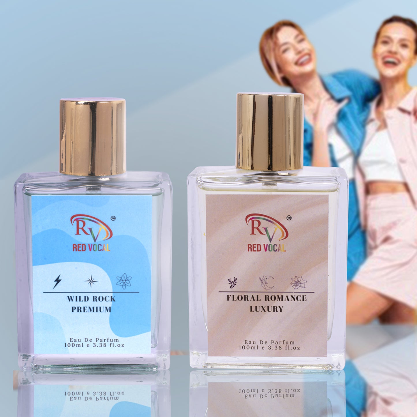 Red Vocal Floral Romance Luxury (Women) with Wild Rock Premium (Men) Eau de Parfum Combo – 2 x 100ml