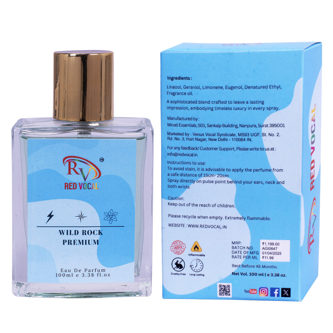 Red Vocal Wild Rock Premium Eau De Parfum – Men’s 100ml Bold Scent