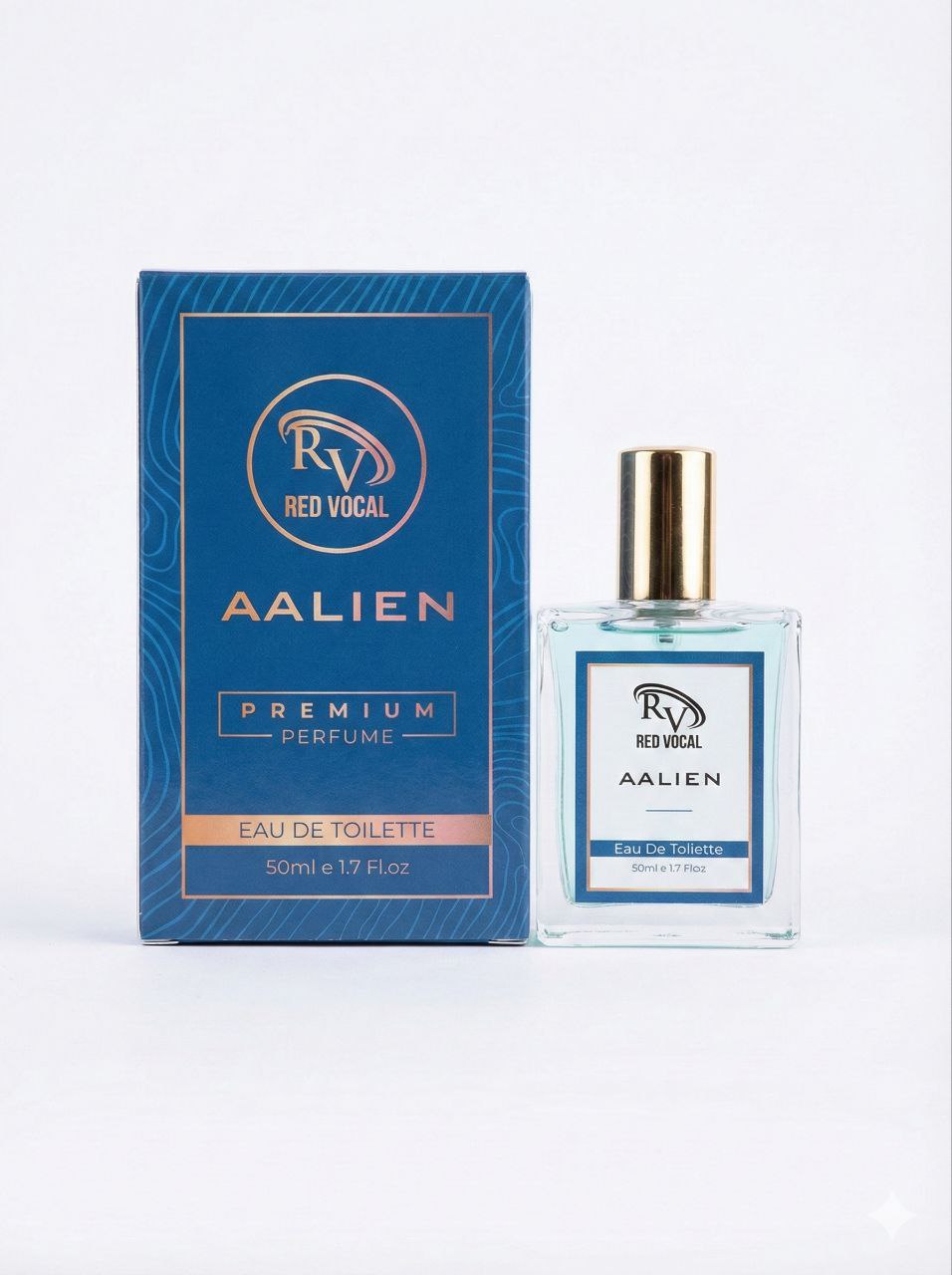 Perfume bottle and packaging of 'Aalien' by Red Vocal on a white background