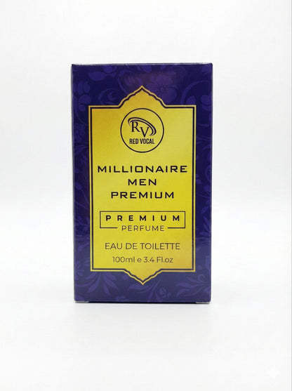 Box of Red Vocal Millionaire Men Premium perfume on a white background Millionaire Men Premium Perfume Eau De Toilette – Long-Lasting 100ml Bold & Luxurious Fragrance
