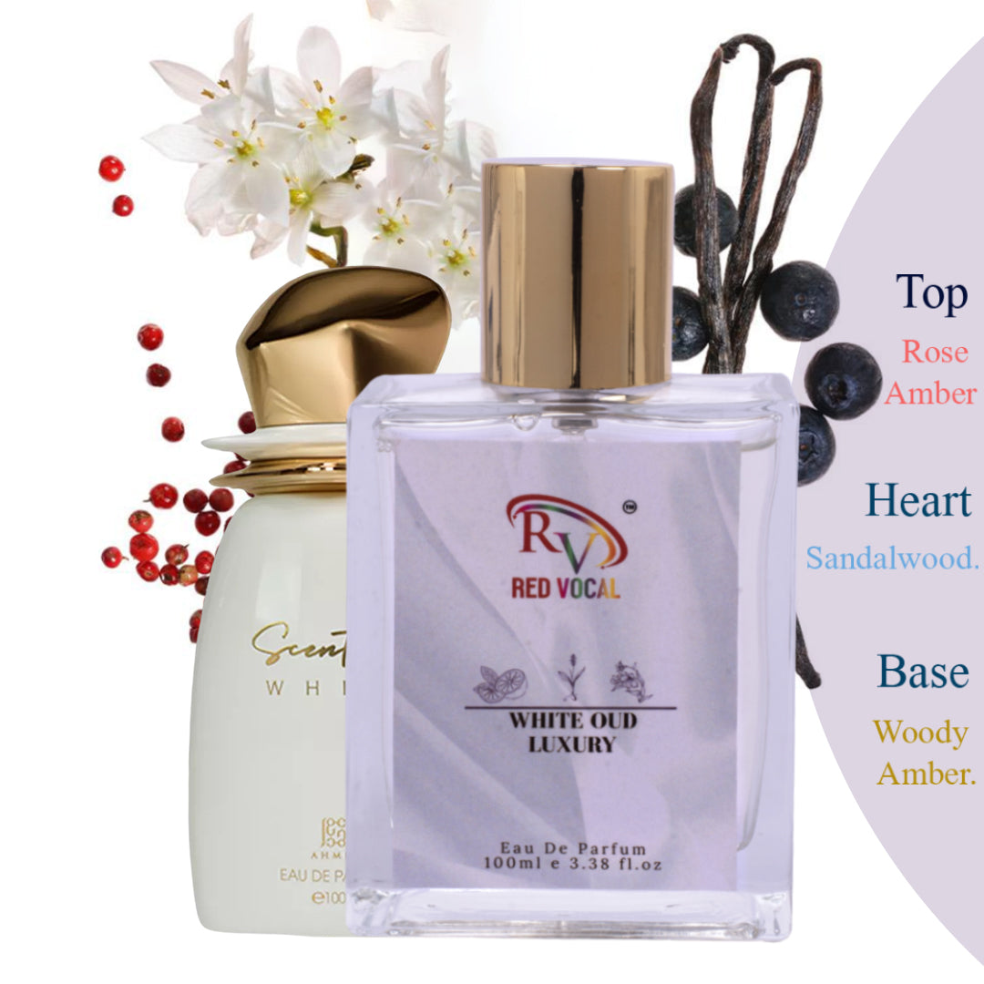 Red Vocal White Oud Eau De Parfum 100ml – Elegant Woody Oud Unisex Perfume Inspired by Ahmed Al Maghribi