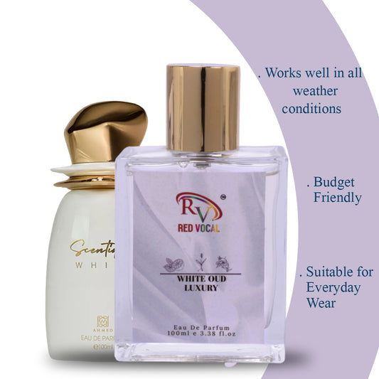 Red Vocal White Oud Eau De Parfum 100ml – Elegant Woody Oud Unisex Perfume Inspired by Ahmed Al Maghribi